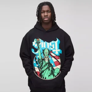 Oversized Boxy Doodle Graphic Puff Print Hoodie