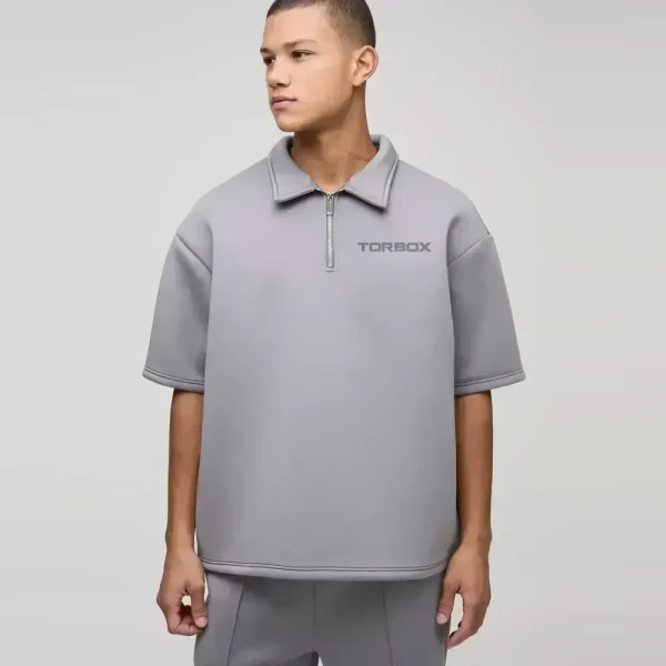Oversized Textured Revere Polo