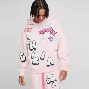 Oversized Star Applique BM Zip Through Hoodie