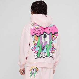 Oversized Star Applique BM Zip Through Hoodie
