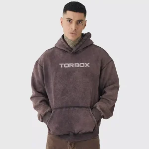 Plus Oversized Boxy Sleeveless Acid Wash Hoodie