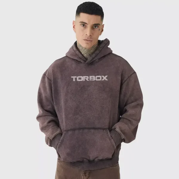 Plus Oversized Boxy Sleeveless Acid Wash Hoodie