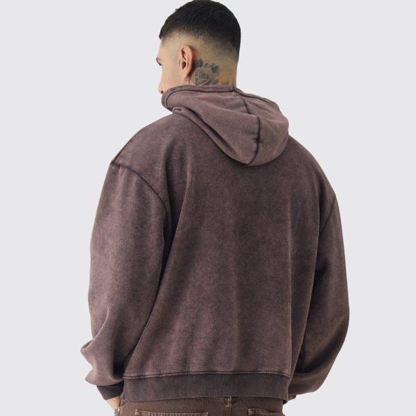 Plus Oversized Boxy Sleeveless Acid Wash Hoodie - Image 2