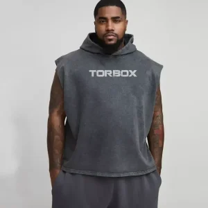 Boxy Fit Ombre Stripe Brushed Knit Cross Hoodie