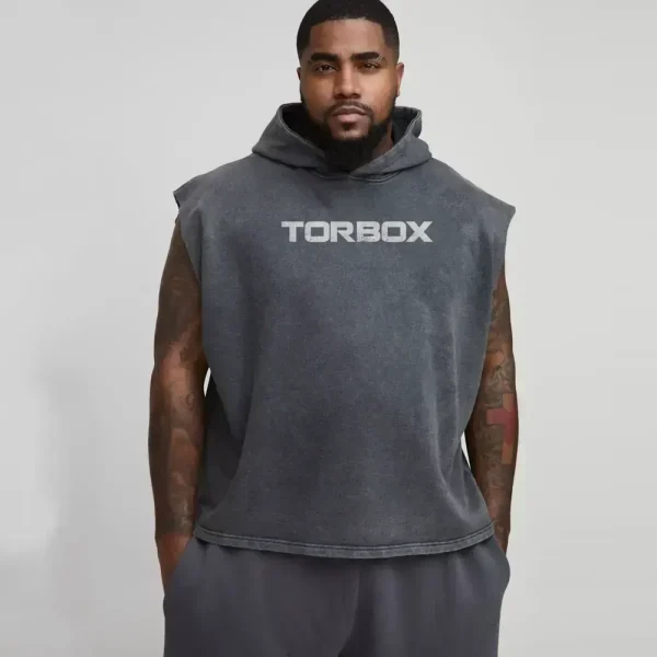 Boxy Fit Ombre Stripe Brushed Knit Cross Hoodie