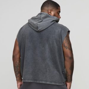 Boxy Fit Ombre Stripe Brushed Knit Cross Hoodie